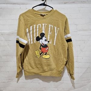 Disney Mickey Mouse Ladies Mustard Crewneck Sweatshirt size S